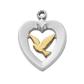  Chain Sterling Silver Tutone Heart Wdove L