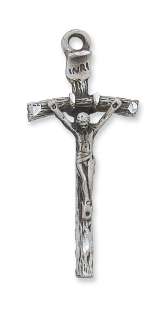Sterling Silver Papal Crucifix WithInch Chain
