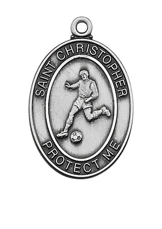 Sterling Silver Soccer Medal With Chain 