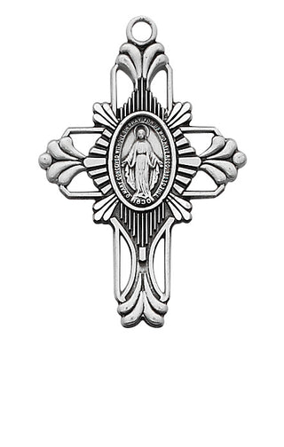 Sterling Silver Miraculous Cross With Chain