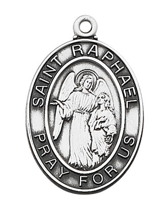 Sterling Silver Saint Raphael Pendant L4Rh