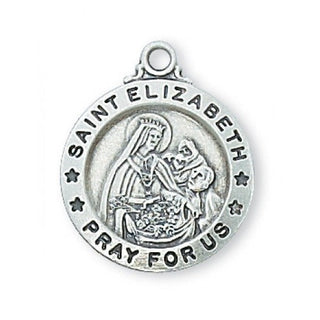 Sterling Silver Medal of Saint Elizabeth with 18 inch chain