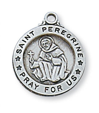 Sterling Silver Medal Of Saint Peregrine With Chain