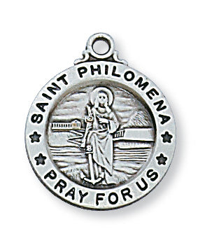 Sterling Silver Medal Of Saint Philomena With Chain
