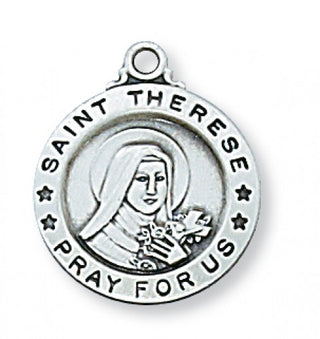 Sterling Silver Medal Of Saint Therese With Chain