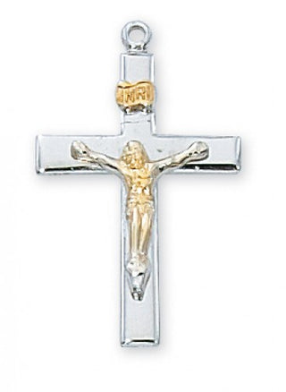 Sterling Silver Tutone Crucifix With Chain