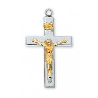 Sterling Silver Tutone Crucifix With Chain