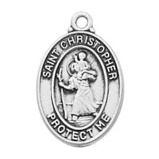 Sterling Silver Saint Christopher Pendant L