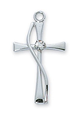 Sterling Silver Cross With Stone With Chain