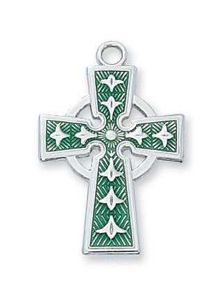 Sterling Silver Green Celtic Cross Ch