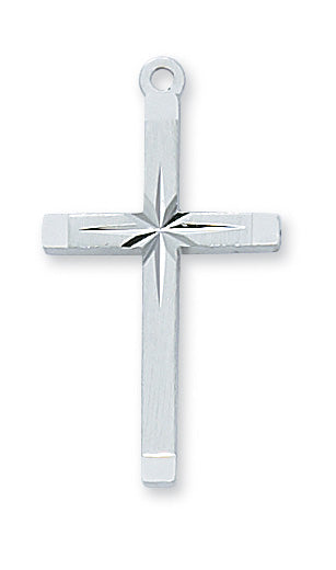 Sterling Silver Starburst Cross With Chain