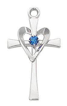 Sterling Silver Heart Cross Pendant L