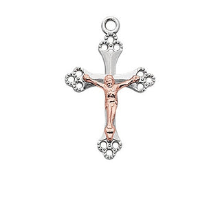 Tu Tone Silver Cross With Rose Gold Corupus L