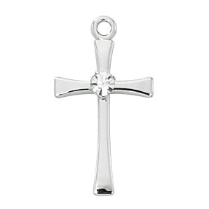 Sterling Silver Cross With Crystal L