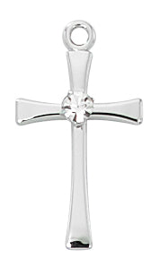 Sterling Silver Cross With Crystal L