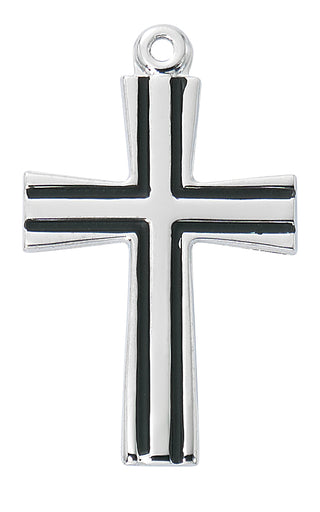 Sterling Silver Cross With Black L