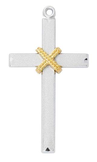 Sterling Silver Cross With Gold Rope L