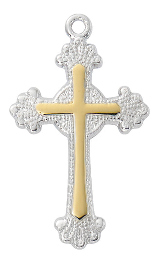 Two Tone Silver With Gold Cross L