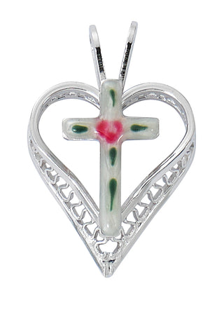 Sterling Silver Cloisonne Heart L