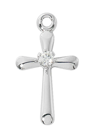 Sterling Silver Cross With Stone L4