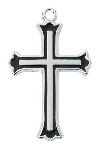 Sterling Silver Cross With Black L