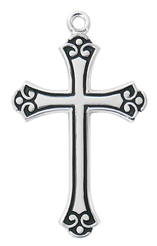 Sterling Silver Cross With Black L