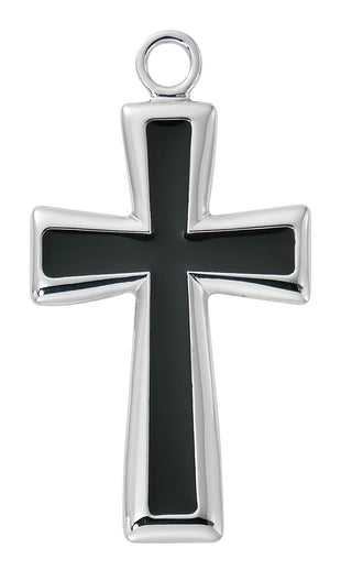 Sterling Silver Cross With Black L