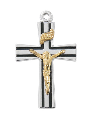 Sterling Silver Two Tone Crucifix L