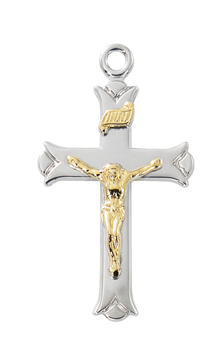 Sterling Silver Two Tone Crucifix L