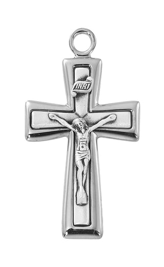 Sterling Silver Matt Crucifix L