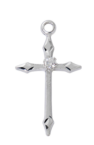 Sterling Silver Cross With Stone L