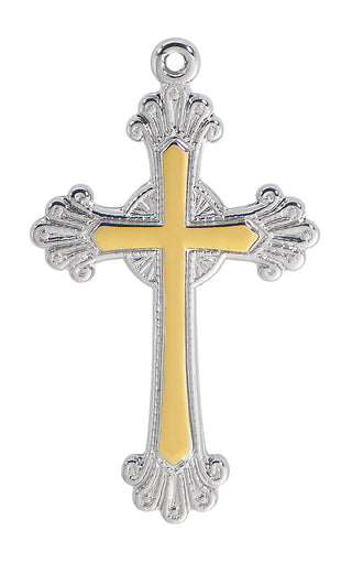 Sterling Silver Two Tone Cross L