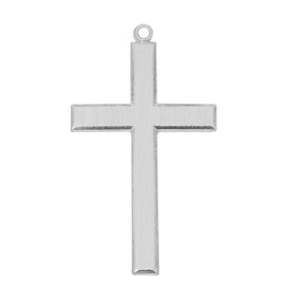 Sterling Silver Brushed Cross L