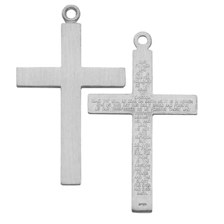 Sterling Silver Brushed Cross With Lords Pray L