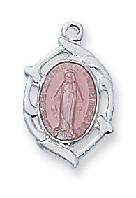 Sterling Silver Miraculous Pink With Chain
