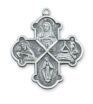 Sterling Silver Four-Way Medal WithInch Chain