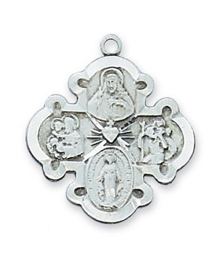 Sterling Silver Four-Way Medal With Chain