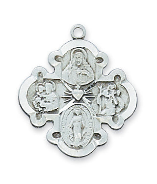 Sterling Silver Four-Way Medal With Chain