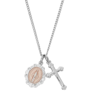 Sterling Silver Miraculous And Cross Ld