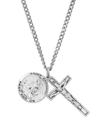 Sterling Silver Saint Michael And Crucifix Ld