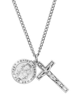 Sterling Silver Saint Joseph And Crucifix Ld