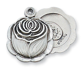 Sterling Silver Miraculous Rosebud With Chain