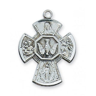 Sterling Silver Four-Way Medal With Chain