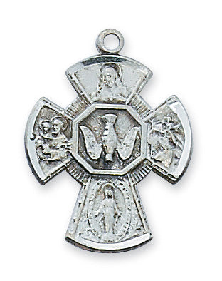 Sterling Silver Four-Way Medal With Chain