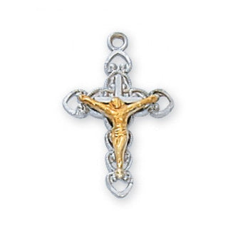 Sterling Silver Tutone Crucifix Chain