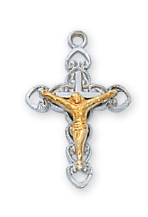 Sterling Silver Tutone Crucifix Chain