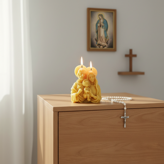 Large Holy Family Pure Beeswax Candle