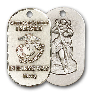 Sterling Silver Marines Iraq/St Christopher Pendan