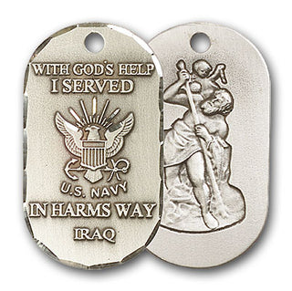 Sterling Silver St. Christopher / Iraq Navy Pendan