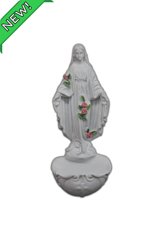 Lady of Grace Holy Water Font in White 8.5"